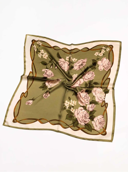 Apaszka Jedwabna, Kwiaty, 68 cm x 68 cm, AP11949-07