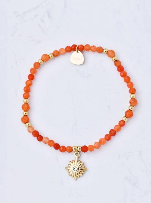 Bransoletka Agat pomarańczowy, gwiazda, stal pozłacana, S110609Z00