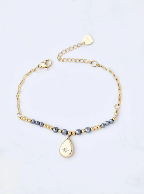 Bransoletka, Hematyt, stal pozłacana, S111422Z00