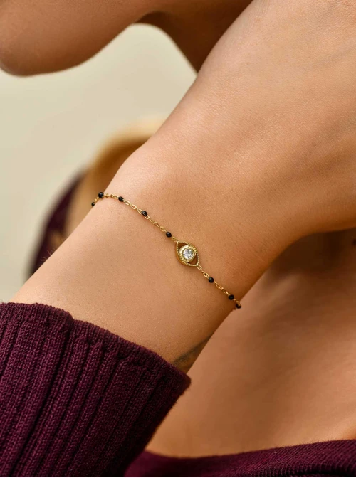 Bransoletka, Oko Proroka, kryształek, stal pozłacana, S111395Z01