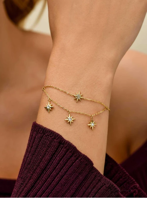 Bransoletka gwiazdki, stal pozłacana, S111384Z00