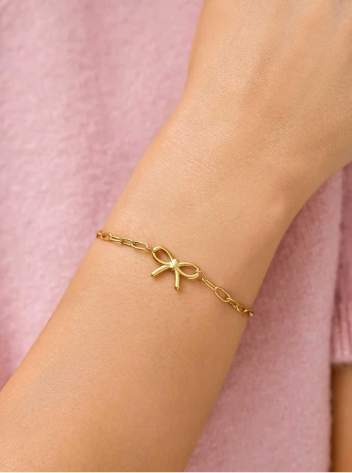 Bransoletka kokardka, stal pozłacana S111845Z00