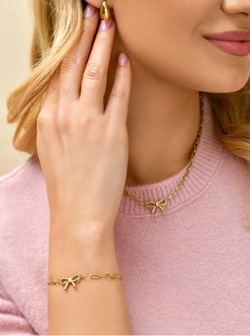 Bransoletka kokardka, stal pozłacana S111845Z00