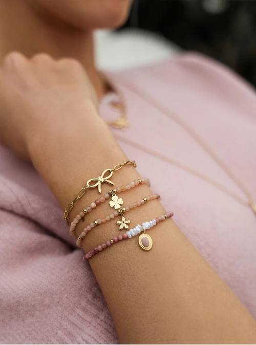 Bransoletka kokardka, stal pozłacana S111845Z00