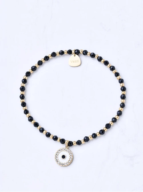 Bransoletka kółeczko, Onyks, stal pozłacana, S111207Z00