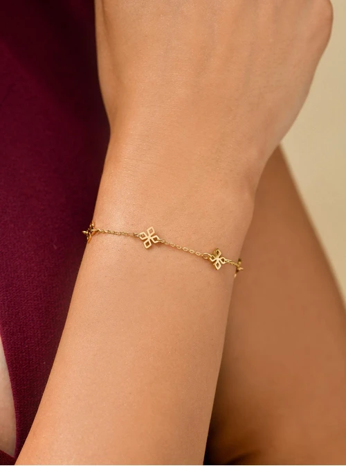 Bransoletka koniczynki, stal pozłacana S111843Z00