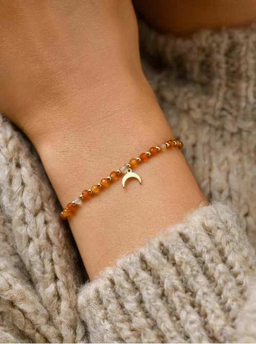 Bransoletka księżyc, Agat, stal pozłacana S111204Z00