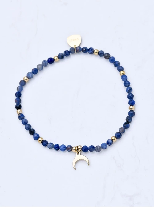 Bransoletka księżyc, Lapis Lazuli, stal pozłacana S111143Z00