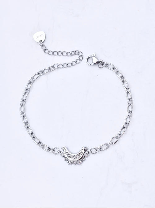 Bransoletka księżyc, kryształki, stal S111310S00