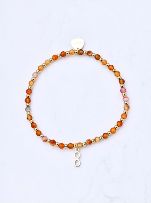 Bransoletka nieskończoność, Agat, stal pozłacana S111205Z00