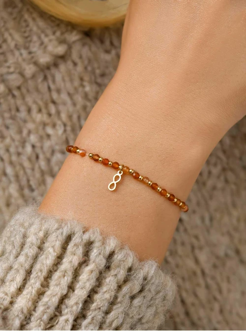 Bransoletka nieskończoność, Agat, stal pozłacana S111205Z00