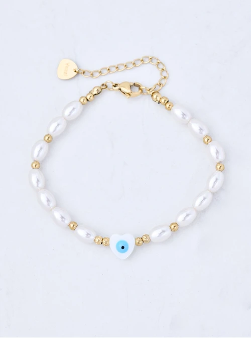 Bransoletka, oko proroka, perły, stal pozłacana, S111297Z02