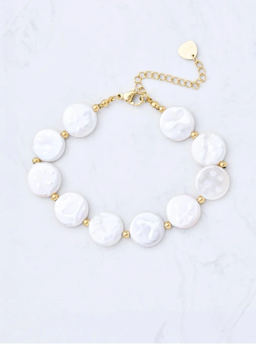 Bransoletka perły, stal pozłacana S111298Z02