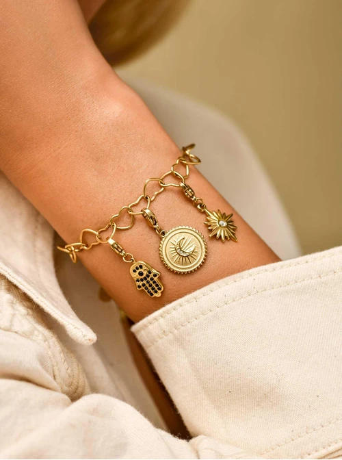 Bransoletka serca, baza Charms, stal pozłacana, S111414Z00