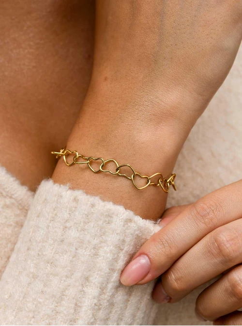 Bransoletka serca, baza Charms, stal pozłacana, S111414Z00