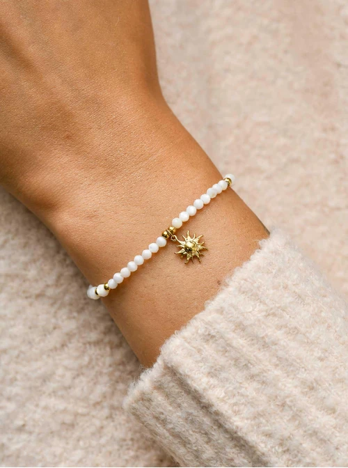 Bransoletka słońce, Muszla, stal pozłacana S110612Z00