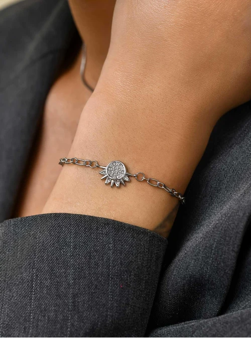 Bransoletka, słońce, kryształki, stal S111309S00