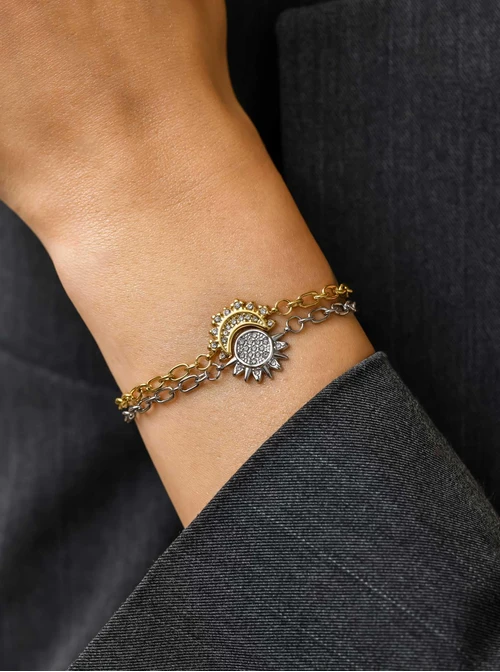 Bransoletka, słońce, kryształki, stal S111309S00