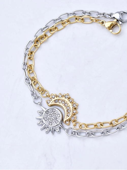 Bransoletka, słońce, kryształki, stal S111309S00
