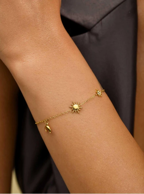 Bransoletka, słońce, księżyc, gwiazdka, stal pozłacana, S110652Z00