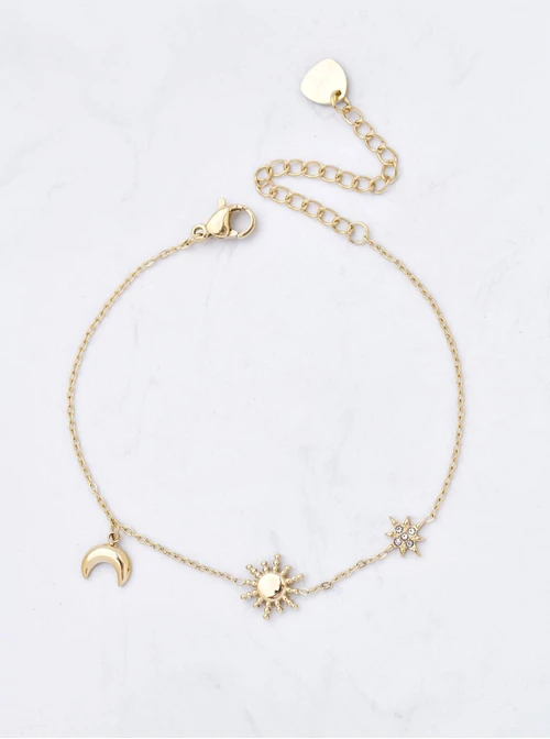 Bransoletka, słońce, księżyc, gwiazdka, stal pozłacana, S110652Z00