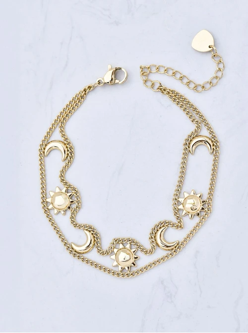 Bransoletka, słońce, księżyc, stal pozłacana, S111383Z00