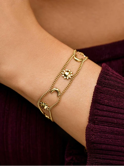 Bransoletka, słońce, księżyc, stal pozłacana, S111383Z00