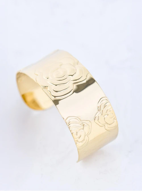 Bransoletka sztywna, kwiaty, stal pozłacana S110574Z00