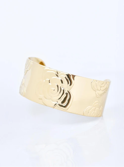 Bransoletka sztywna, kwiaty, stal pozłacana S110574Z00