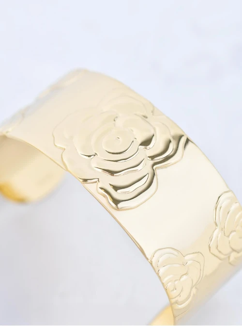 Bransoletka sztywna, kwiaty, stal pozłacana S110574Z00