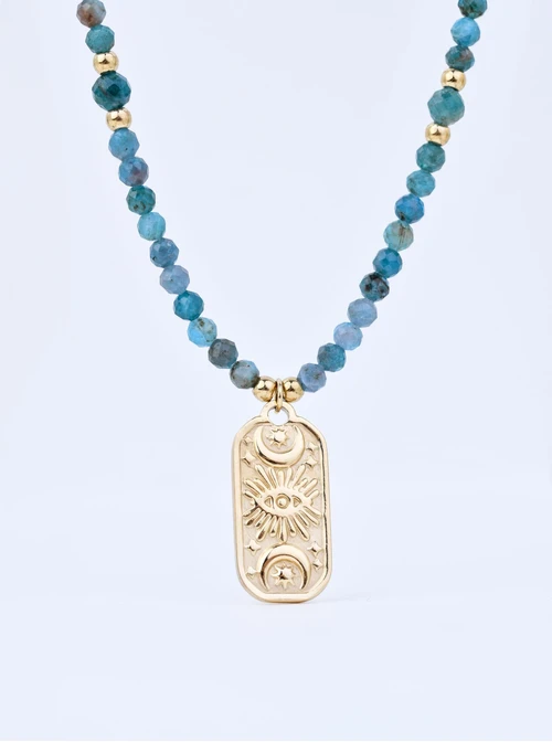 Choker, Oko Proroka, księżyc, Apatyt, stal pozłacana, S310593Z00