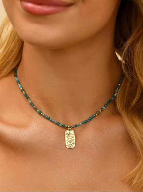 Choker, Oko Proroka, księżyc, Apatyt, stal pozłacana, S310593Z00