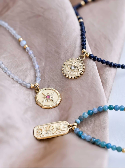 Choker, Oko Proroka, księżyc, Apatyt, stal pozłacana, S310593Z00