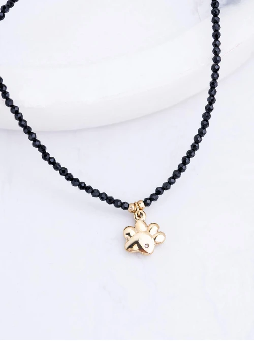 Choker łapka, kryształki, stal pozłacana S311800Z01