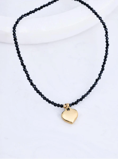 Choker serduszko, kryształki, stal pozłacana S311801Z01