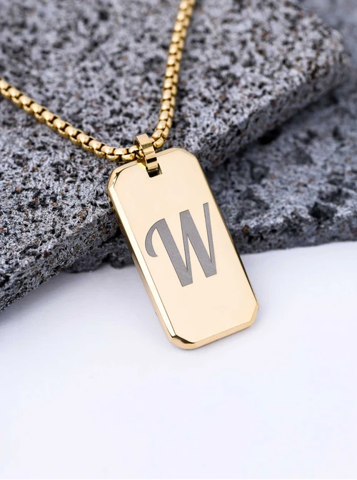 Naszyjnik męski, nieśmiertelnik, stal pozłacana S311516Z00