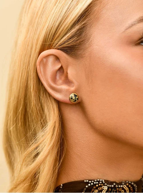 Kolczyki Jaspis Dalmatyńczyk, stal pozłacana S210672Z00