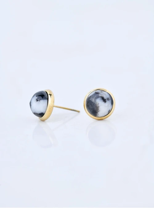 Kolczyki Jaspis Zebra, stal pozłacana S210670Z00