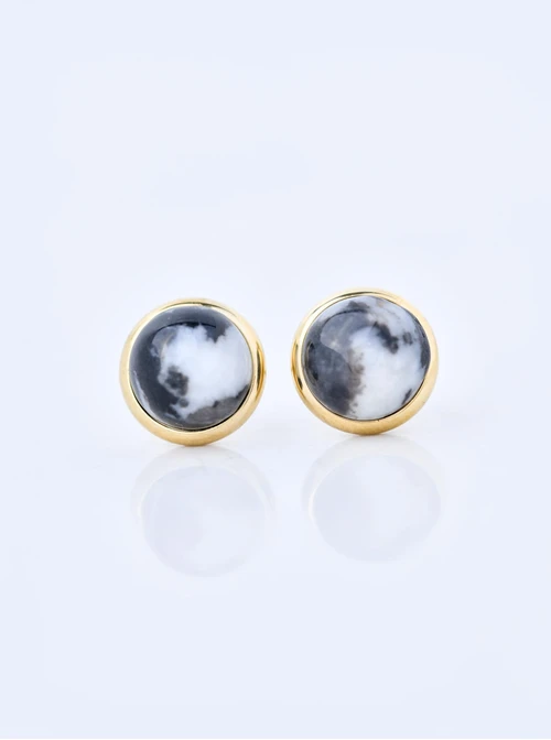 Kolczyki Jaspis Zebra, stal pozłacana S210670Z00