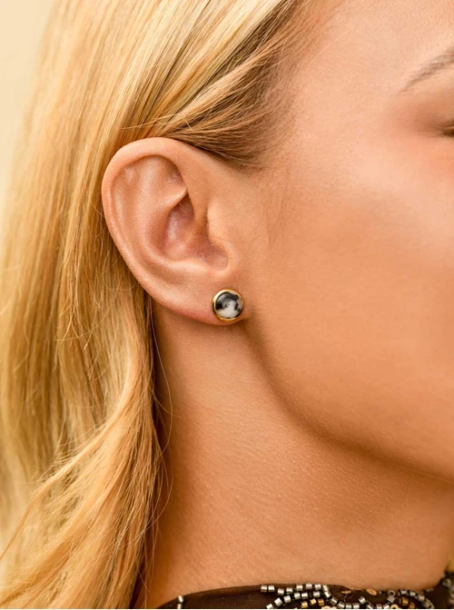 Kolczyki Jaspis Zebra, stal pozłacana S210670Z00