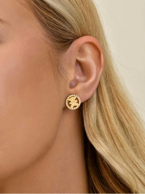 Kolczyki Miś, kryształki, stal pozłacana S211769Z00