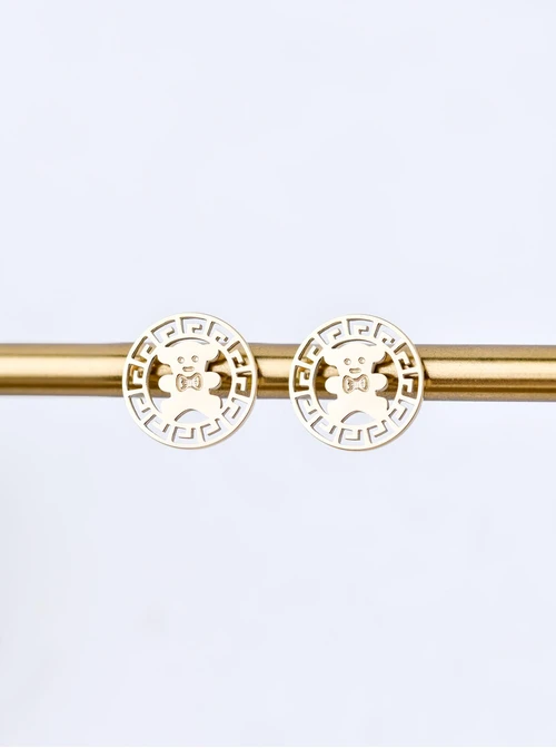Kolczyki Miś, stal pozłacana S211753Z00