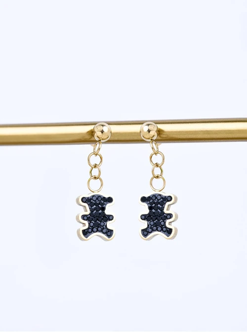 Kolczyki Miś, stal pozłacana S211757Z00