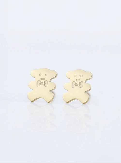Kolczyki Miś, stal pozłacana S211766Z00