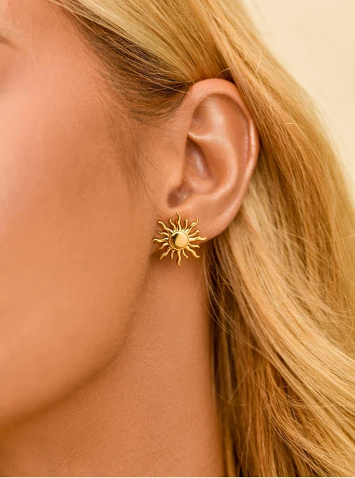 Kolczyki Słońce, stal pozłacana, S211368Z00