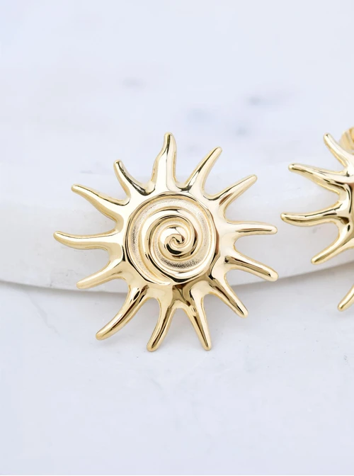Kolczyki Słońce, stal pozłacana, S211371Z00