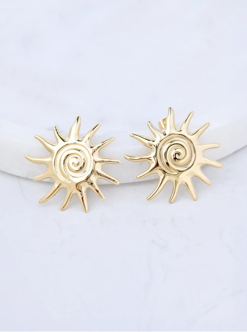 Kolczyki Słońce, stal pozłacana, S211371Z00