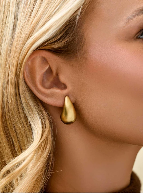 Kolczyki dmuchana, matowa kropla, stal pozłacana S211437Z00