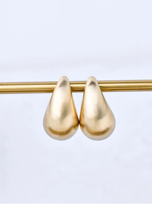 Kolczyki dmuchana, matowa kropla, stal pozłacana S211437Z00