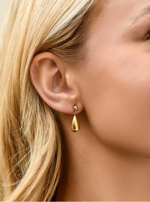 Kolczyki dmuchane kropelki, stal pozłacana S211772Z00